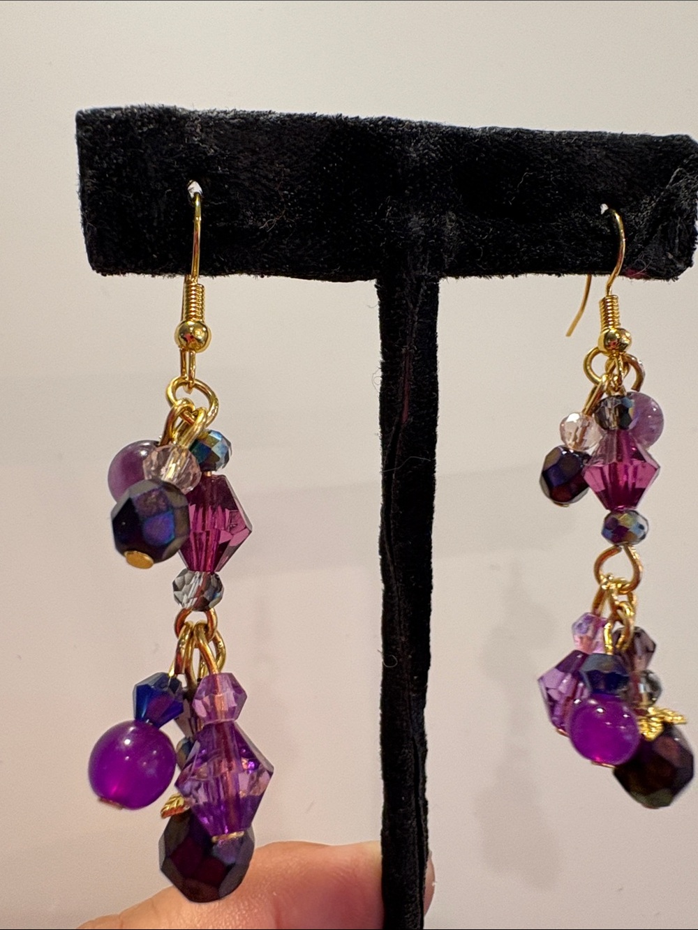 Shades of Purple Beaded Dangle Earrings-NWT